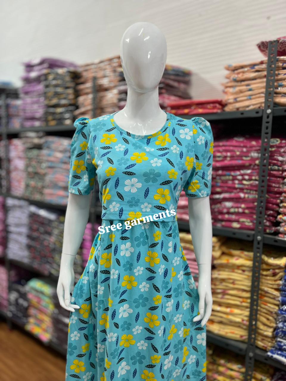 Zipless maternity and feeding wear - Full Length blue l