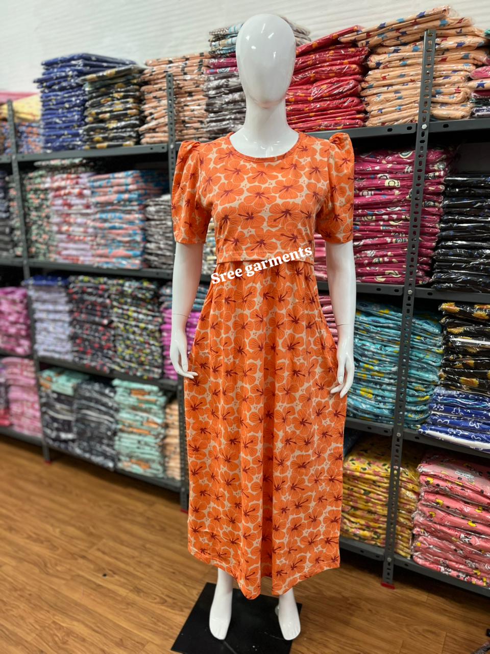 Zipless maternity and feeding wear - Full Length orange