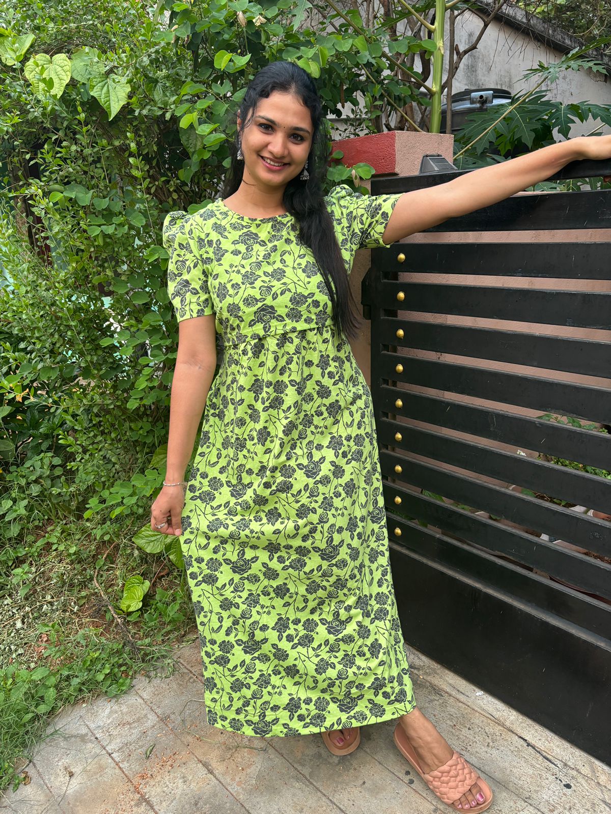 Zipless maternity and feeding wear - Full Length parrot green