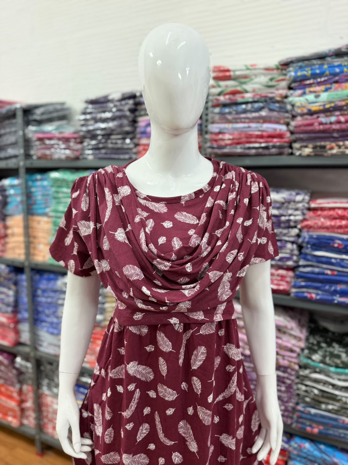 Shawl Type Zipless Maternity Wear Full Length br leaf