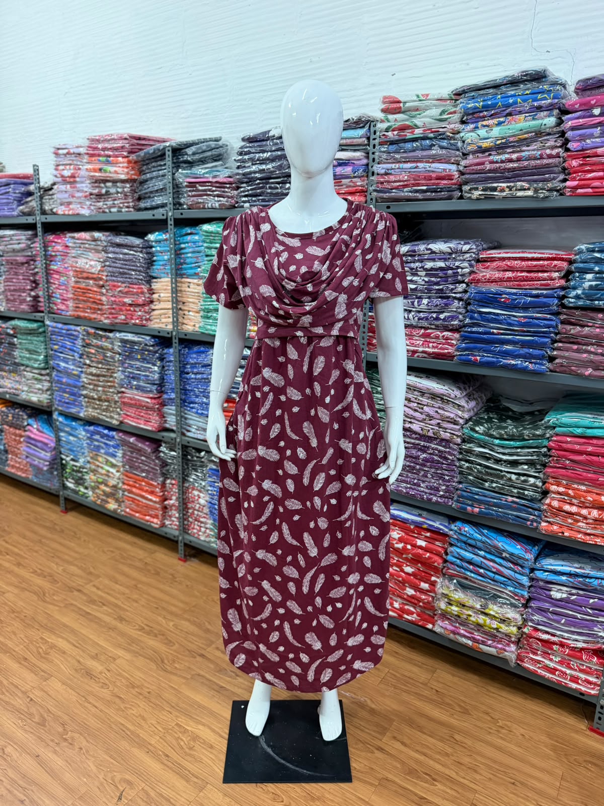 Shawl Type Zipless Maternity Wear Full Length br leaf