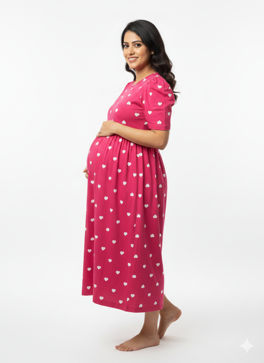 Zipless maternity and feeding wear - ankle length pink h
