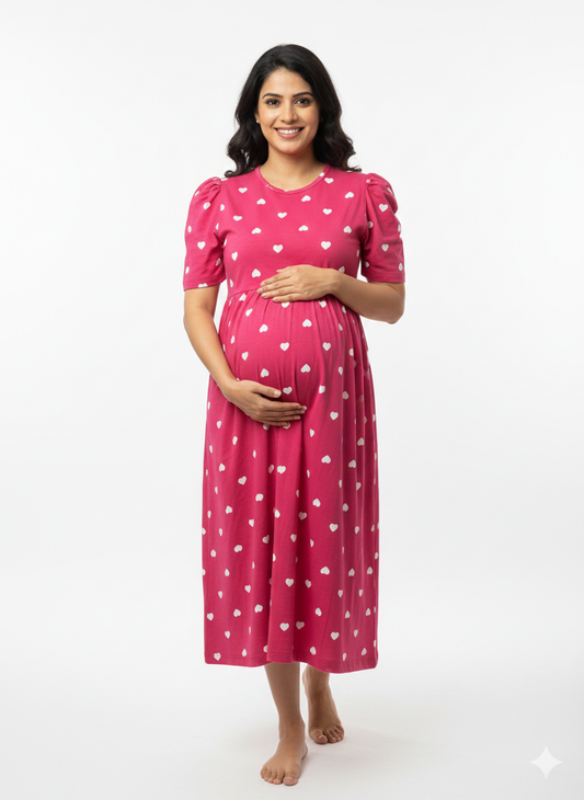 Zipless maternity and feeding wear - ankle length pink h