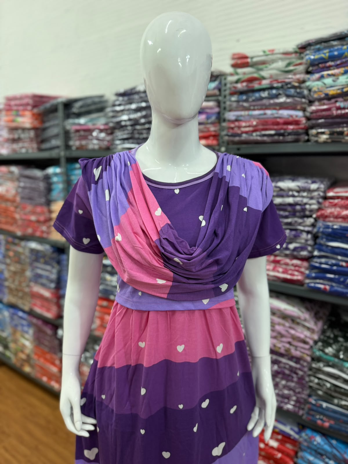 Shawl Type Zipless Maternity Wear Full Length purple ice