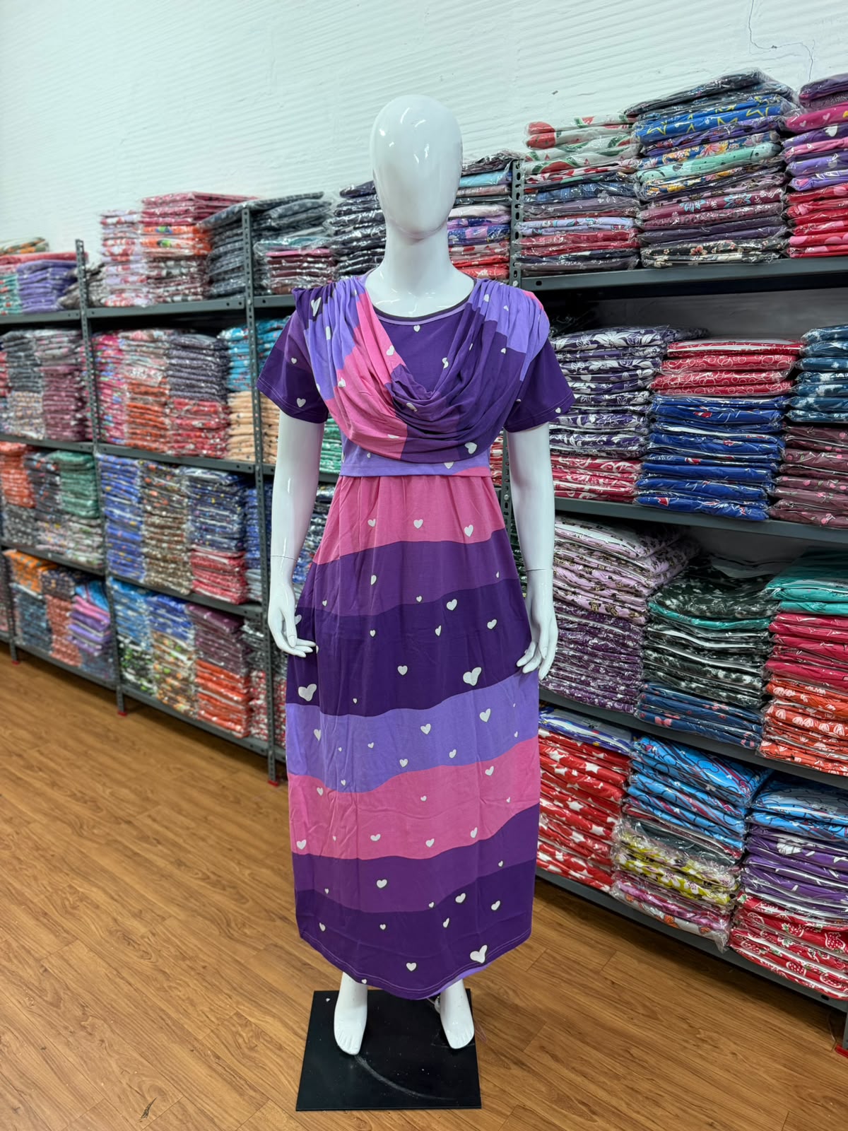 Shawl Type Zipless Maternity Wear Full Length purple ice