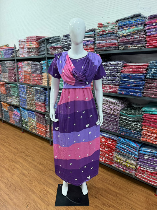 Shawl Type Zipless Maternity Wear Full Length purple ice