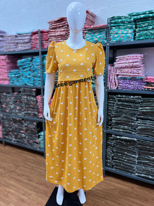 Zipless maternity and feeding wear - Full Length(YELLOW  HEART)