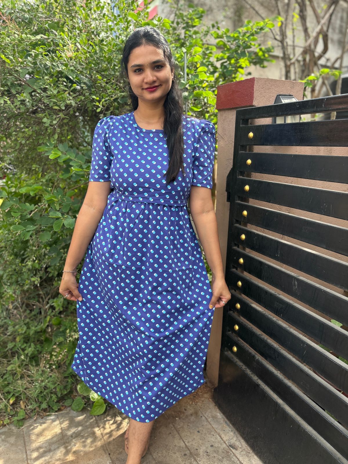 Zipless maternity and feeding wear - ankle length dot