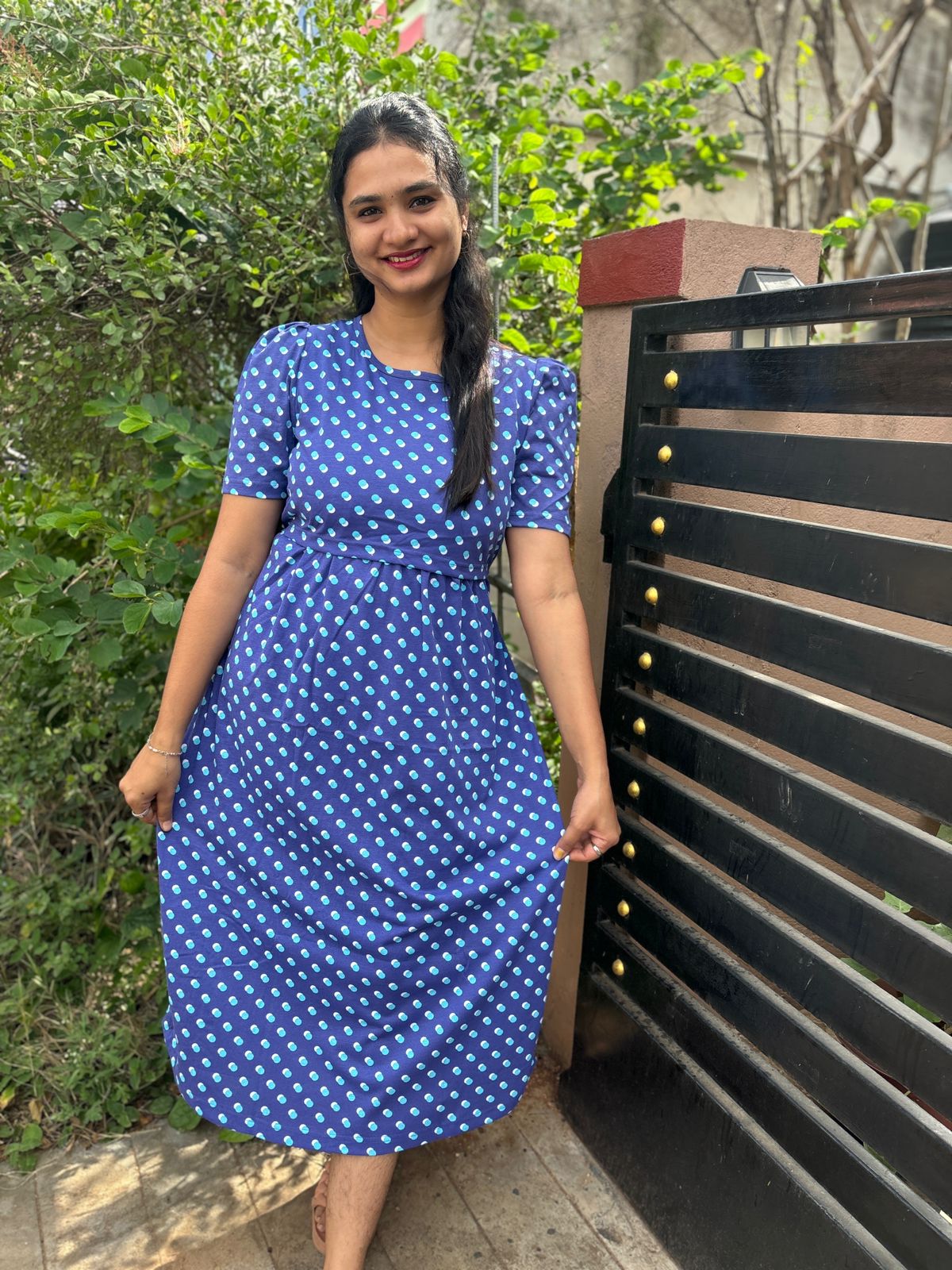 Zipless maternity and feeding wear - ankle length dot