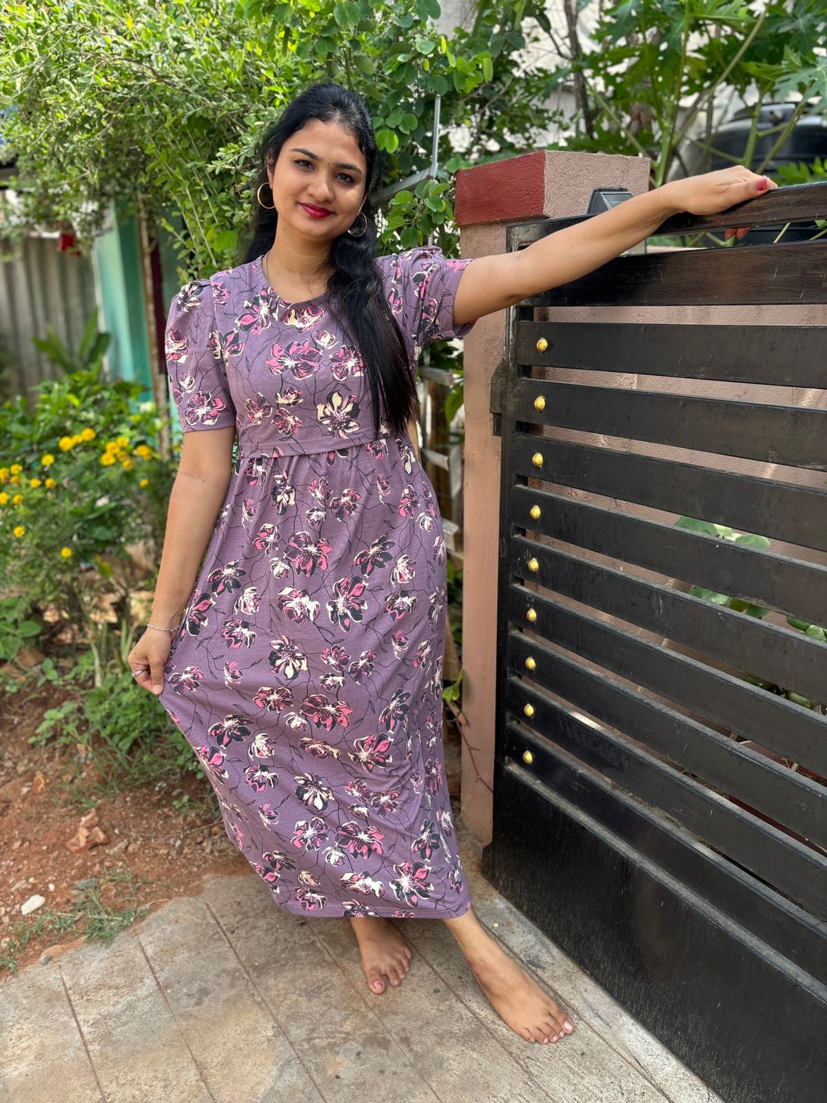 Zipless maternity and feeding wear - Full Length brown f