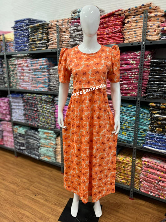 Zipless maternity and feeding wear - Full Length orange
