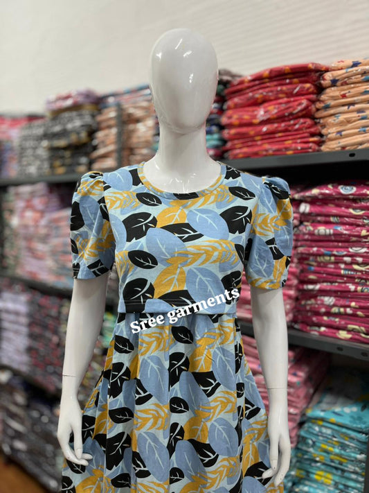 Zipless maternity and feeding wear - ankle length leaf