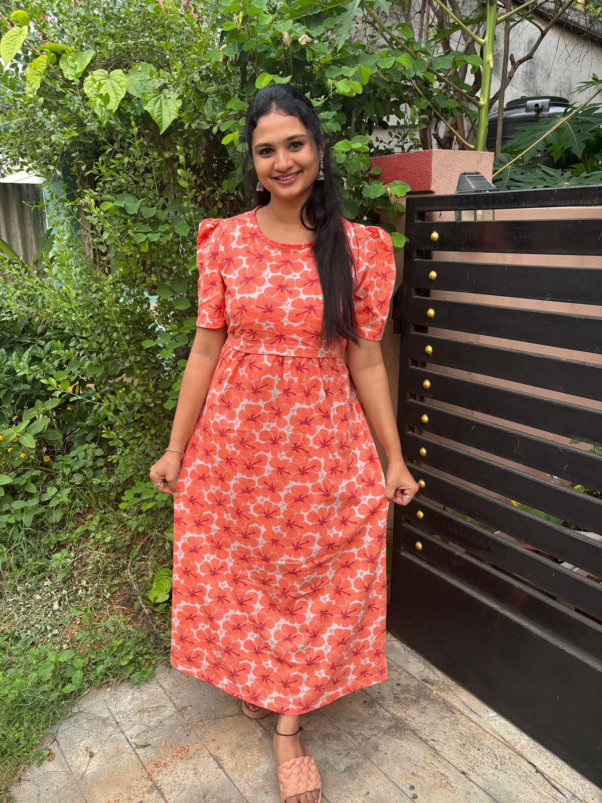 Zipless maternity and feeding wear - Full Length orange