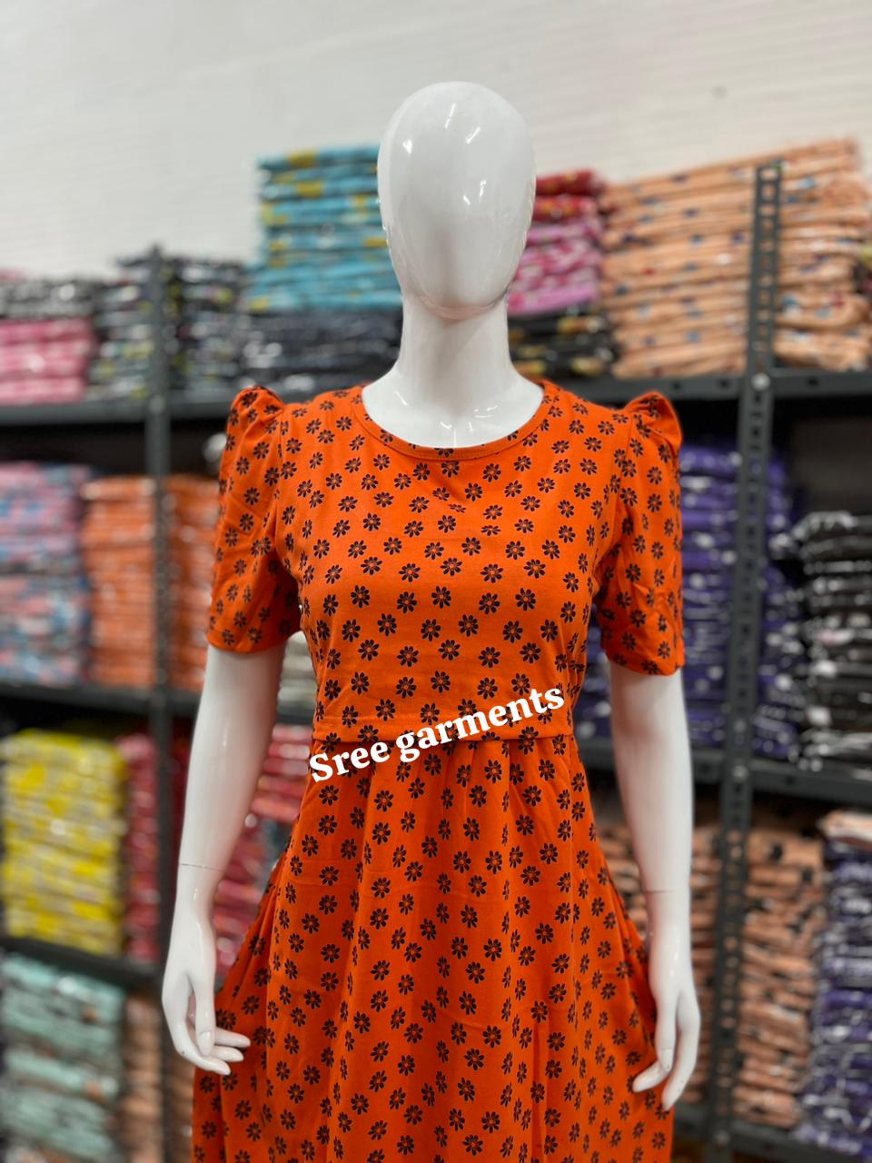 Zipless maternity and feeding wear - ankle length orange b