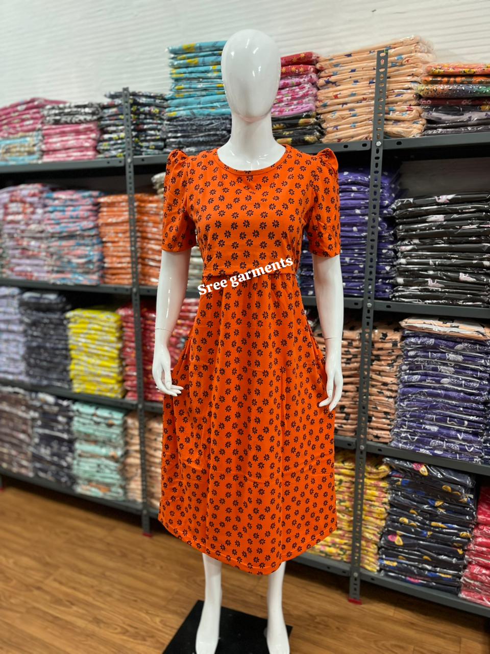 Zipless maternity and feeding wear - ankle length orange b