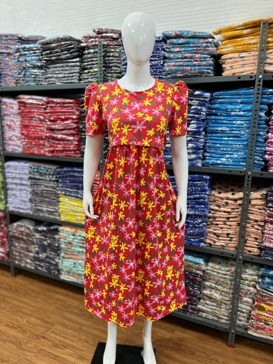 Zipless maternity and feeding wear - ankle length orange flow