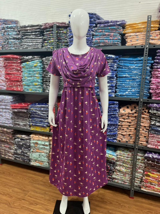 Shawl Type Zipless Maternity Wear Full Length dancing doll