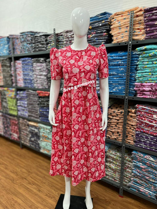 Zipless maternity and feeding wear - ankle length rose w leaf