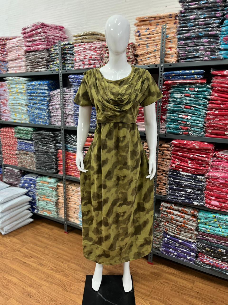 Shawl Type Zipless Maternity Wear Full Length green dye