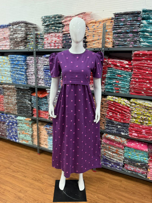 Zipless maternity and feeding wear - Full Length purple h