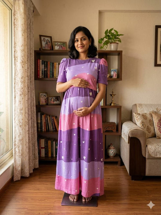 Zipless maternity and feeding wear - Full Length purple ice