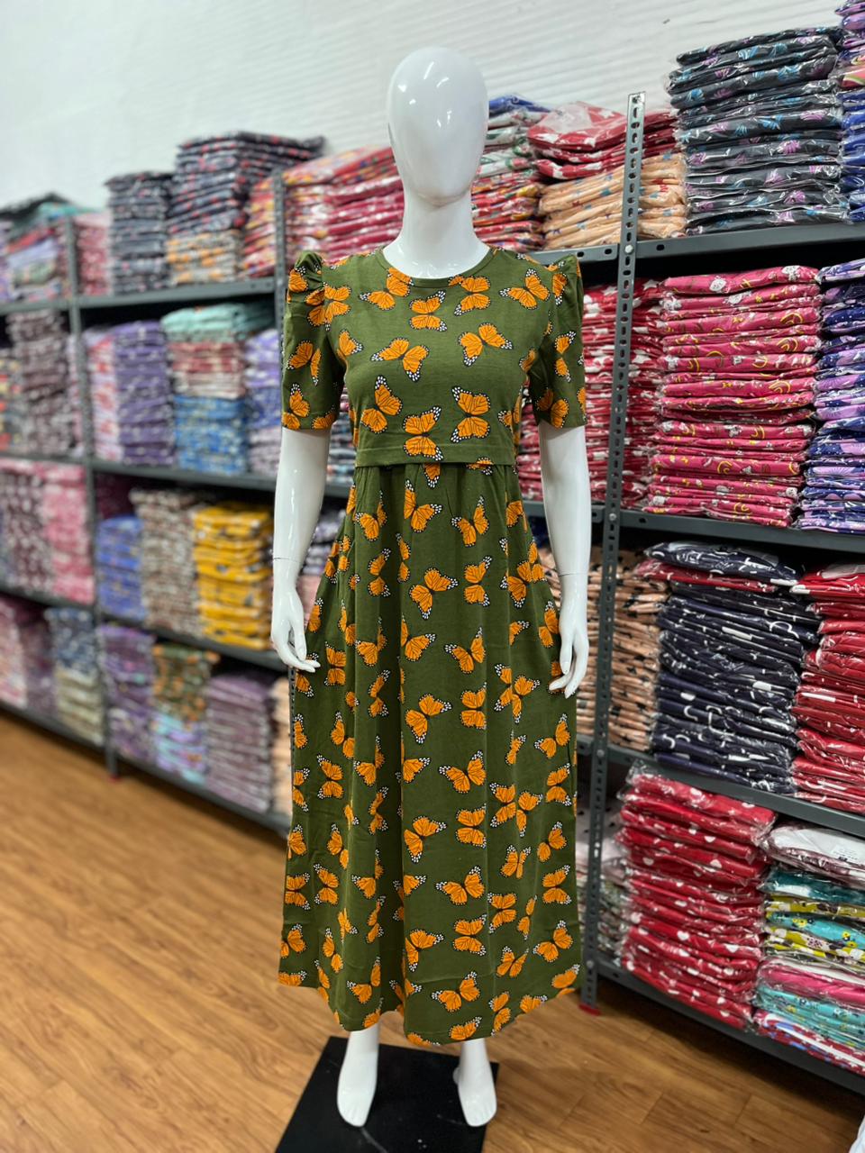 Zipless maternity and feeding wear - Full Length green but