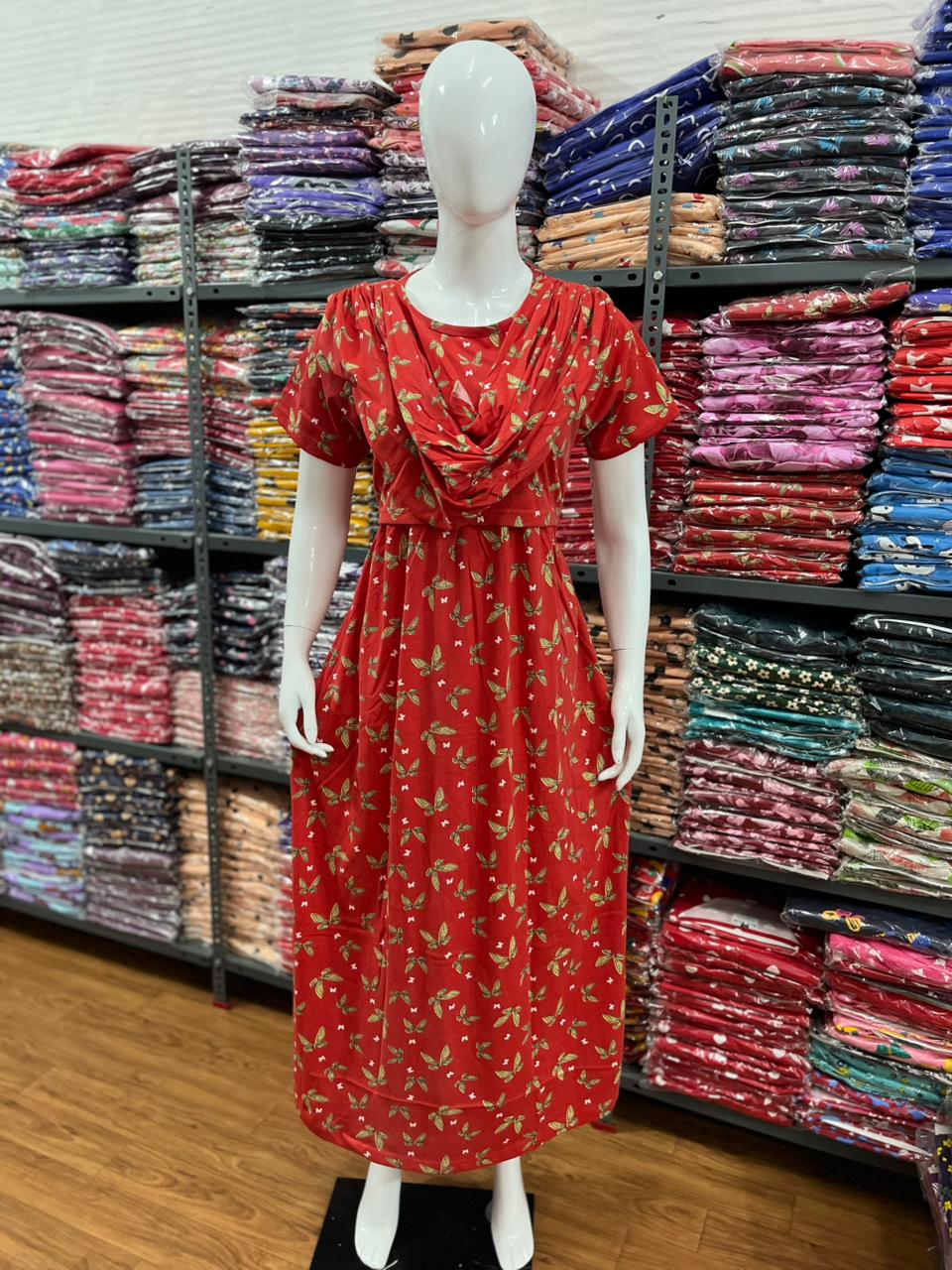 Shawl Type Zipless Maternity Wear Full Length butterfly 🦋 red