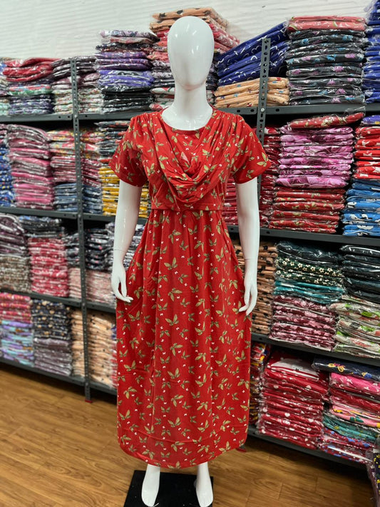 Shawl Type Zipless Maternity Wear Full Length butterfly 🦋 red