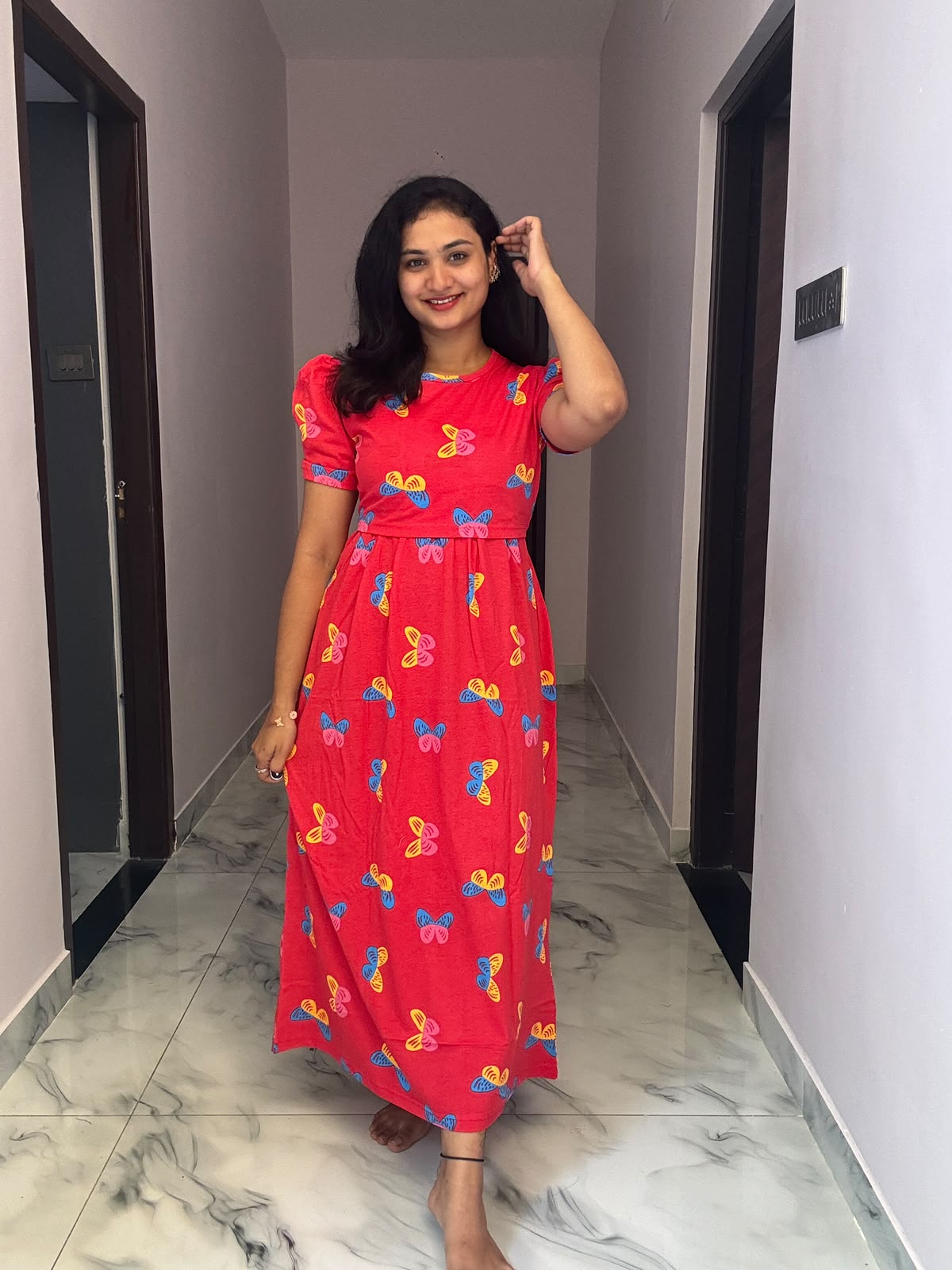Zipless maternity and feeding wear - Full Length red cl 🦋