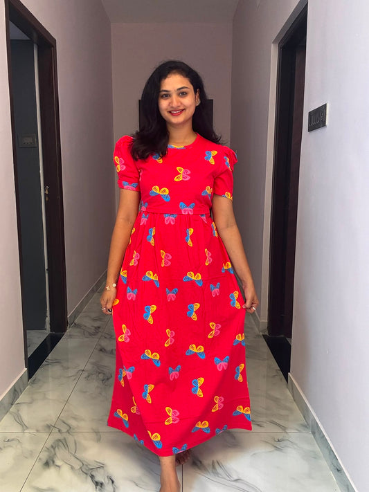 Zipless maternity and feeding wear - Full Length red cl 🦋