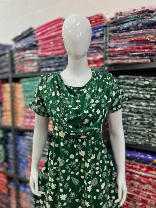 Shawl Type Zipless Maternity Wear Full Length green fleaf