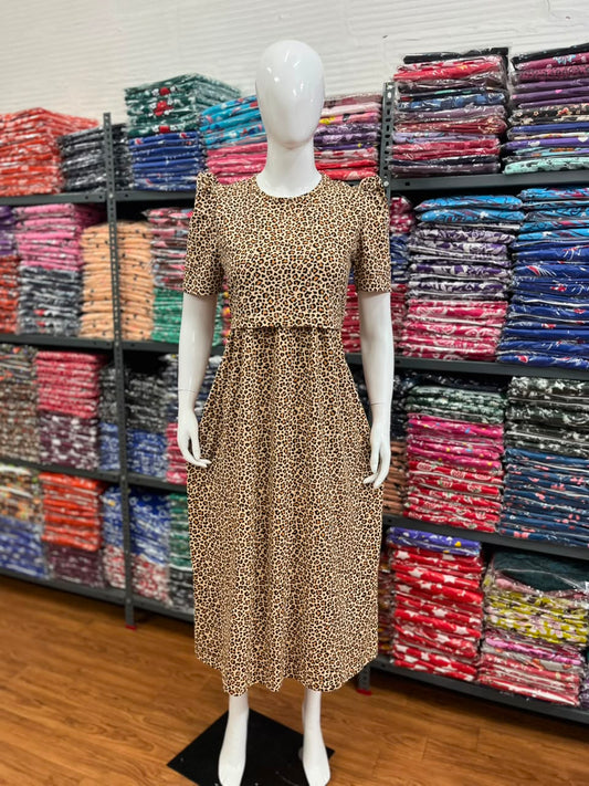 Zipless maternity and feeding wear - ankle length cheetah 🐆