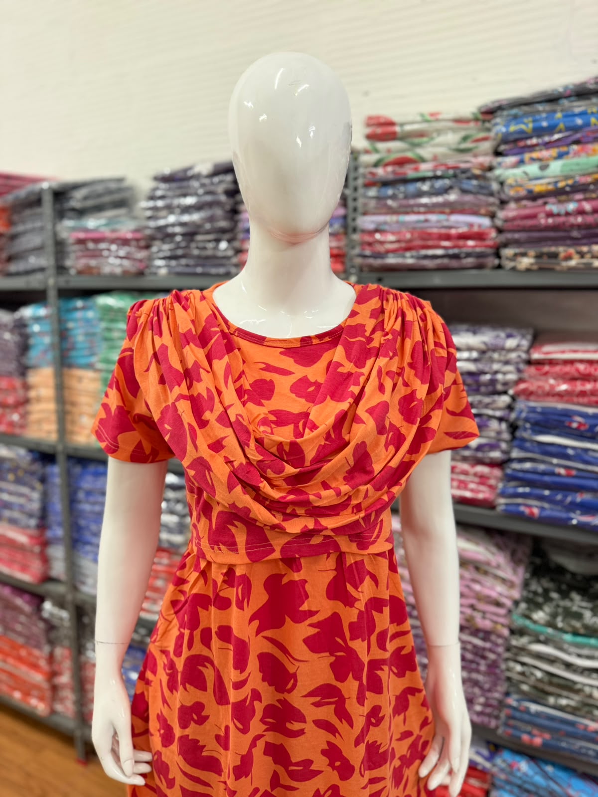 Shawl Type Zipless Maternity Wear Full Length Ora red