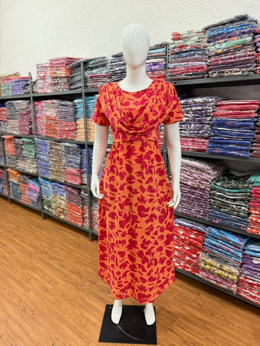 Shawl Type Zipless Maternity Wear Full Length Ora red