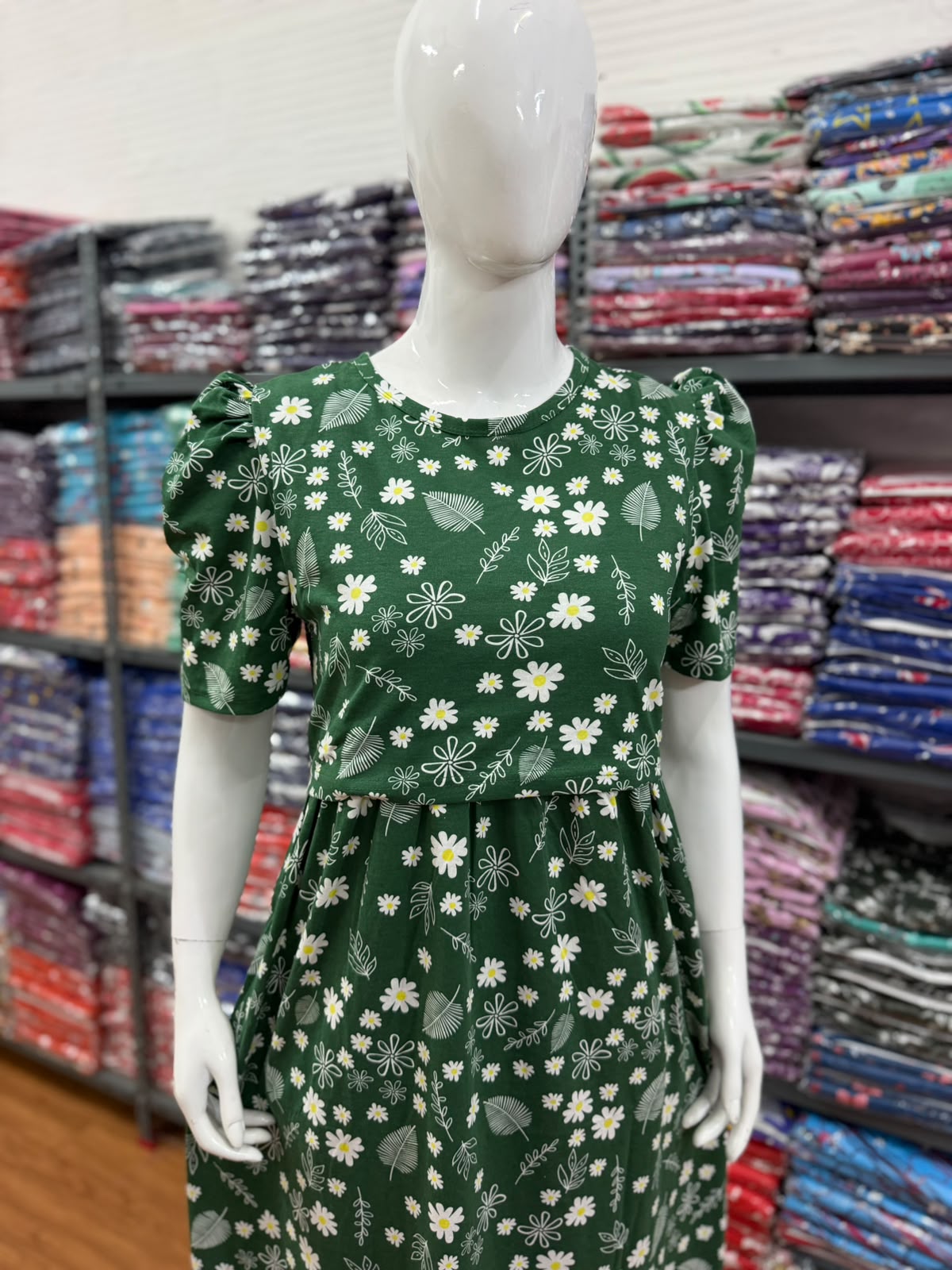 Zipless maternity and feeding wear - Full Length green fleaf