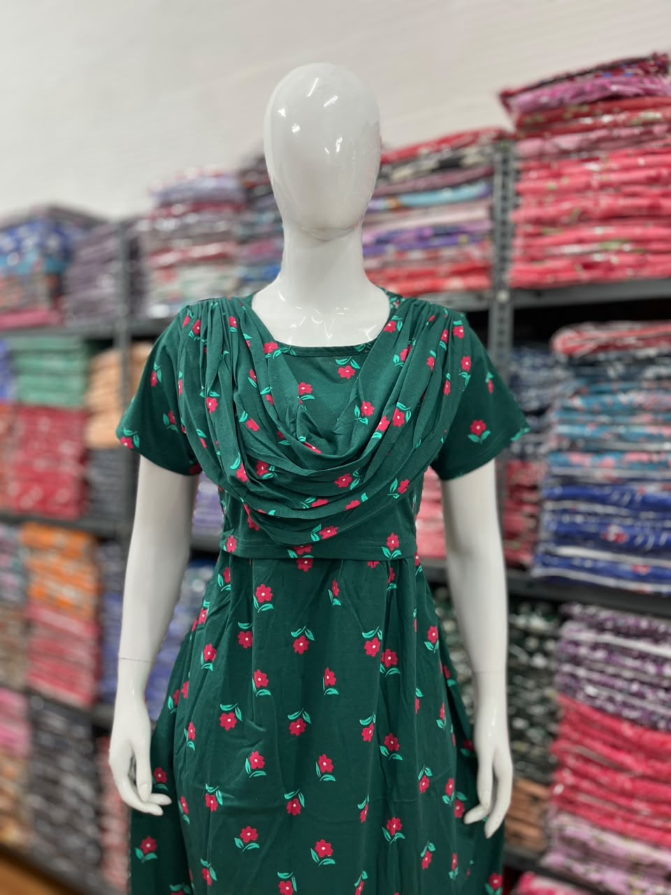 Shawl Type Zipless Maternity Wear Full Length green f