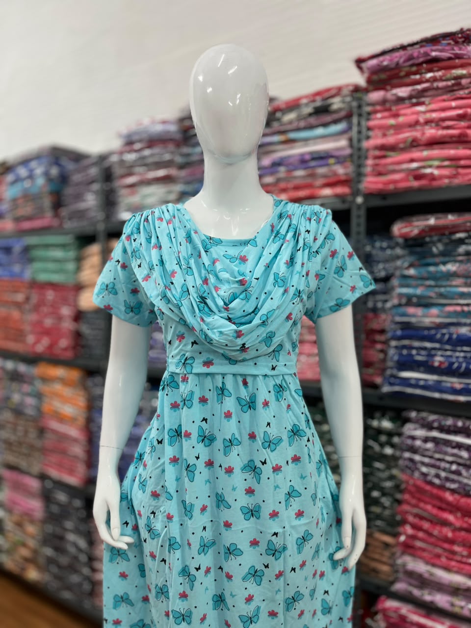 Shawl Type Zipless Maternity Wear Full Length butterfly
