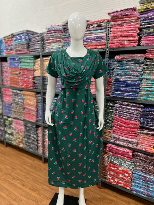 Shawl Type Zipless Maternity Wear Full Length green f