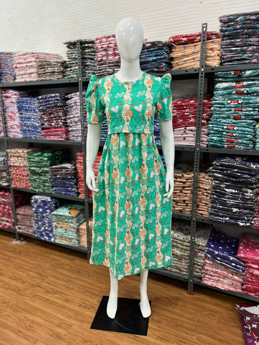 Zipless maternity and feeding wear - ankle length green h